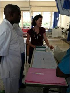 HVO Volunteer with Mulago Hospital staff - Kampala, Uganda